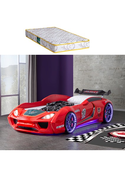 Arabalı Yatak, Vento Cooper Rüzgarlıklı Full Ledli, Kırmızı 1 Adet Comfort Yatak
