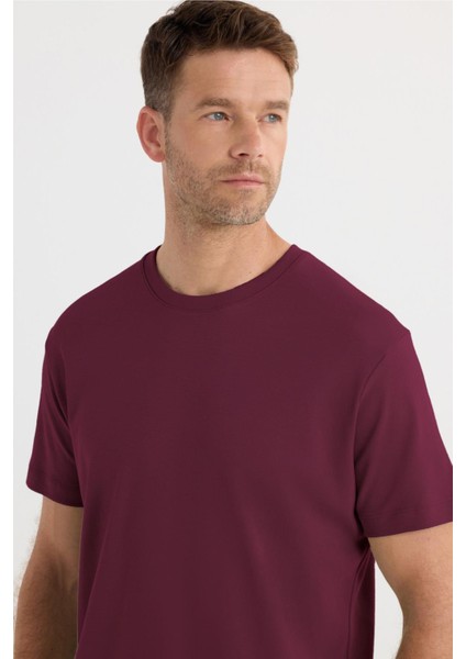 Unisex Relax Fit Rahat Kesim %100 Pamuk Yumuşak Dokulu Hafif Kalın Bordo Bisiklet Yaka Tişört fiyatları
