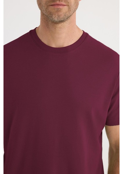 Unisex Relax Fit Rahat Kesim %100 Pamuk Yumuşak Dokulu Hafif Kalın Bordo Bisiklet Yaka Tişört modelleri