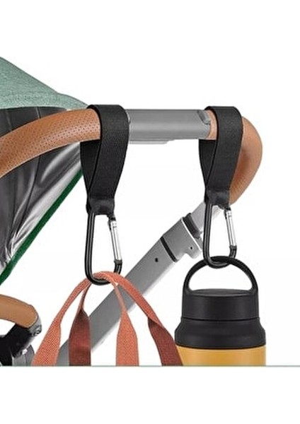 Bebek Arabası Askı Aparatı 2 Adet Metal Kanca Siyah Renk ile Pratik Taşıma