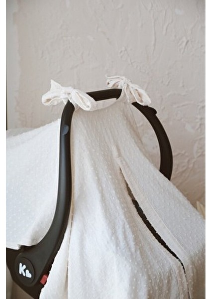 Ponponlu Bebek Puset Örtüsü %100 Pamuk Müslin Kumaş 90x110 cm Modern Tasarım