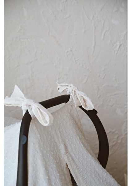 Ponponlu Bebek Puset Örtüsü %100 Pamuk Müslin Kumaş 90x110 cm Modern Tasarım