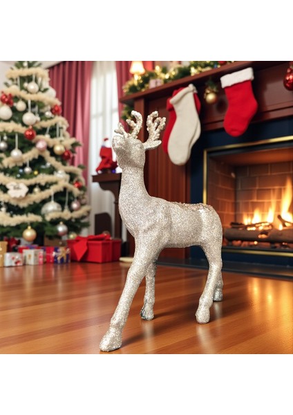 Yılbaşı Lüks Dekoratif Gold Simli Geyik 32CM AST7212 fiyatları