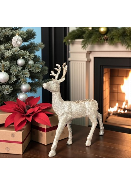 Yılbaşı Lüks Dekoratif Gold Simli Geyik 32CM AST7212 fırsatları