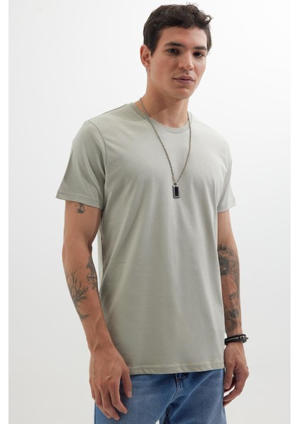 Unisex Slim Fit Dar Kesim %100 Pamuk Yumuşak Dokulu Gri Bisiklet Yaka Tişört indirimleri