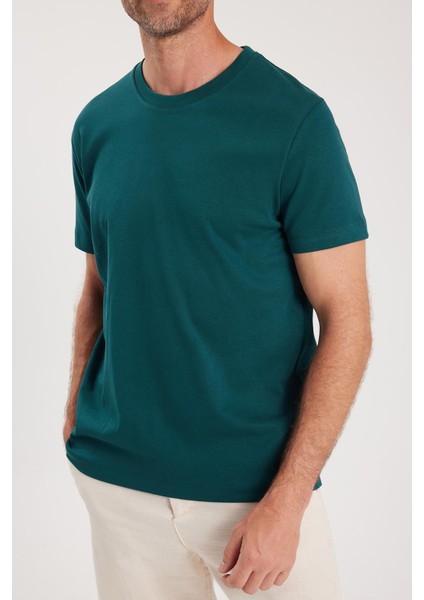 Unisex Relax Fit Rahat Kesim %100 Pamuk Yumuşak Dokulu Hafif Kalın Yeşil Bisiklet Yaka Tişört modelleri