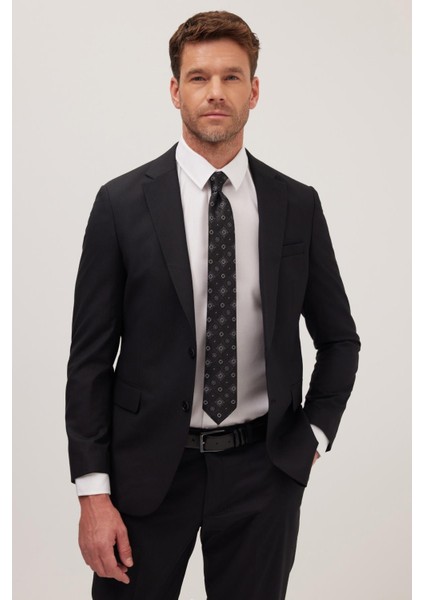 Erkek Slim Fit Mono Yaka Likralı Esnek Kumaş Siyah Takım Elbise fiyatları