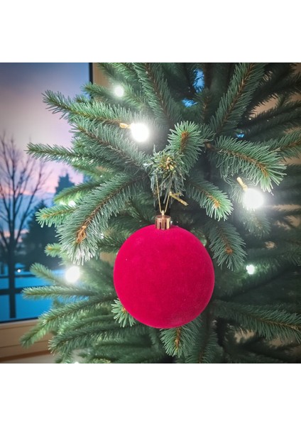 Yılbaşı Topu 8cm Kadife Düz 4lü Bordo AST7438 fiyatları