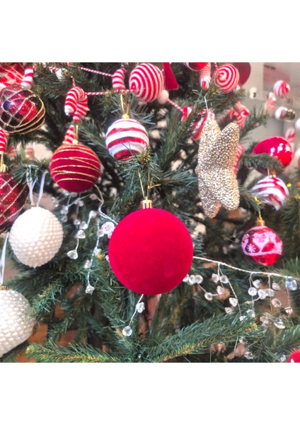 Yılbaşı Topu 8cm Kadife Düz 4lü Bordo AST7438 fırsatları