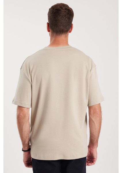 Unisex Oversize Geniş Kesim %100 Pamuk Yumuşak Dokulu Basic Bisiklet Yaka Taş Tişört