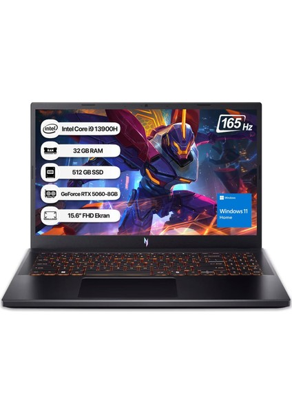 Nitro V15 NH.QZAEY.004-32 i9 13900H 32GB 512GB SSD RTX5060-8GB 165Hz 15,6" W11 Home Taşınabilir Bilgisayar