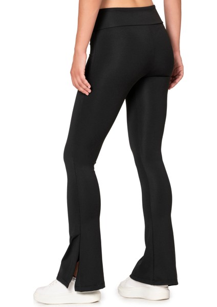 Özkan 27743 Kadın Interlok Kumaş Likralı Toparlayıcı Yüksek Bel Yırtmaçlı Ispanyol Paça Uzun Tayt fırsatları