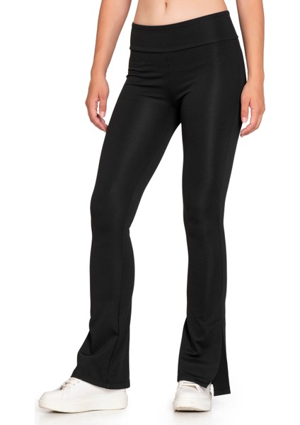 Özkan 27743 Kadın Interlok Kumaş Likralı Toparlayıcı Yüksek Bel Yırtmaçlı Ispanyol Paça Uzun Tayt indirimleri