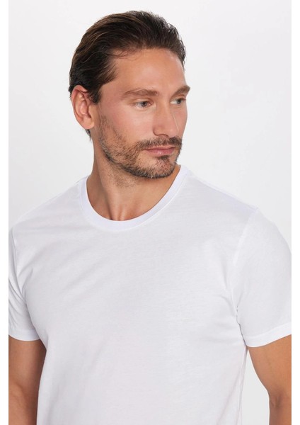 Unisex 3'lü Paket Haki-Beyaz-Vanilya Slim Fit Dar Kesim %100 Pamuk Bisiklet Yaka Tişört fiyatları