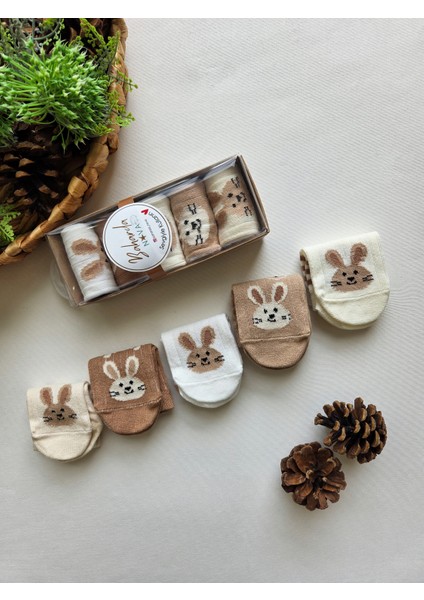 %100 Pamuk Bebek Soket Kutulu Çorap 5'li Set fırsatları