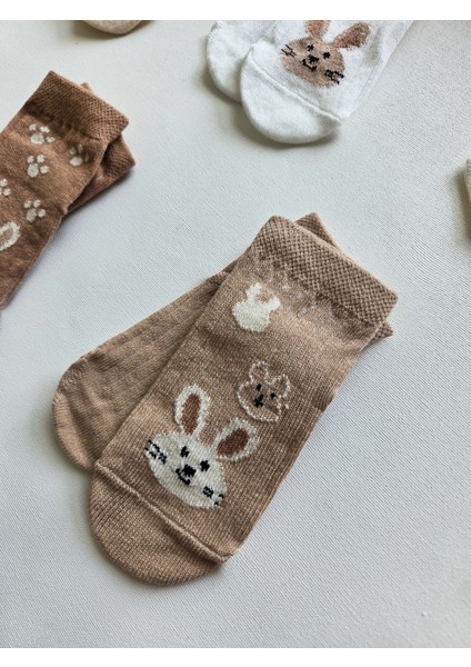 %100 Pamuk Bebek Soket Kutulu Çorap 5'li Set