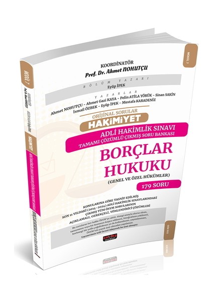 Orijinal Sorular Hakimiyet Adli Hakimlik Borçlar Hukuku Çıkmış Soru Bankası Savaş Yayınları 2025