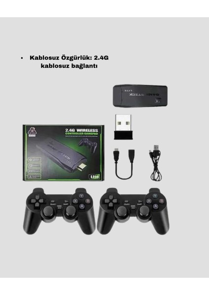 Kablosuz 4K Retro Atari Game Stick – 2 Kollu, 20000 Hazır Oyun indirimleri