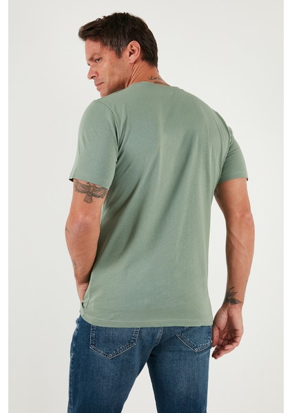 Yazı Detaylı Pamuklu Regular Fit Bisiklet Yaka T Shirt Erkek T Shirt 59020203