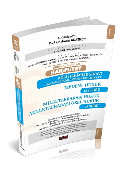 Orijinal Sorular Hakimiyet Adli Hakimlik Medeni Hukuk-Milletlerarası Hukuk Çıkmış Soru Bankası Savaş Yayınları 2025