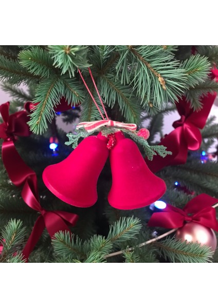 Yılbaşı Kadife Çan Bordo 2lı 10X20CM AST7302