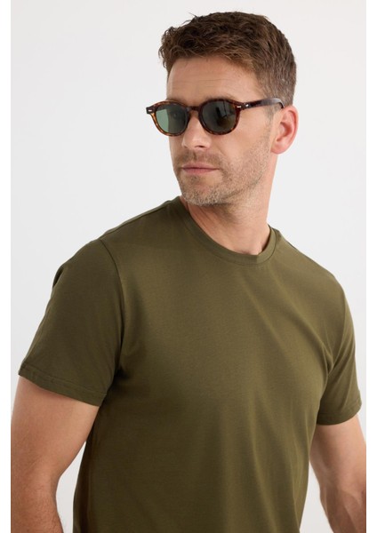Unisex Slim Fit Dar Kesim %100 Pamuk Yumuşak Dokulu Yeşil Bisiklet Yaka Tişört fiyatları