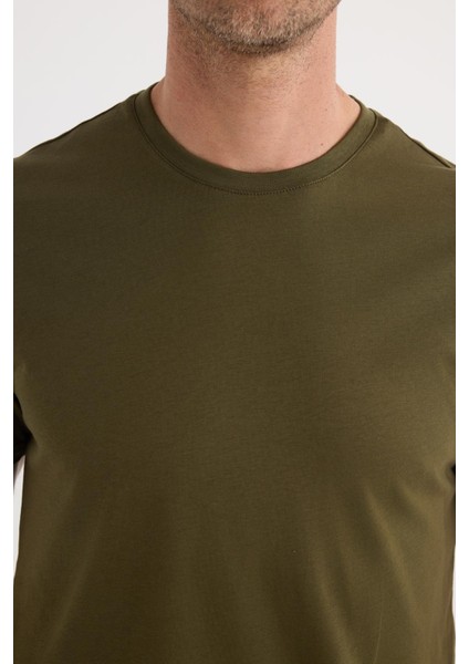 Unisex Slim Fit Dar Kesim %100 Pamuk Yumuşak Dokulu Yeşil Bisiklet Yaka Tişört modelleri