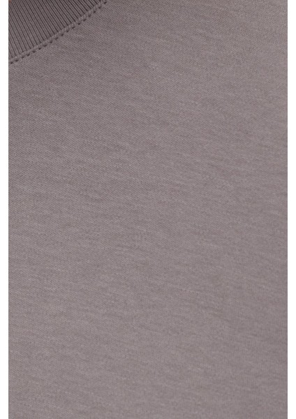 Unisex Relax Fit Rahat Kesim %100 Pamuk Yumuşak Dokulu Hafif Kalın Gri Bisiklet Yaka Tişört