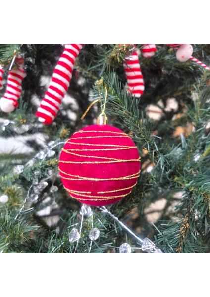 Yılbaşı Topu 8cm Kadife Çizgili Altın Simli Çam Ağacı Süsü 3lü Bordo AST7447 fırsatları
