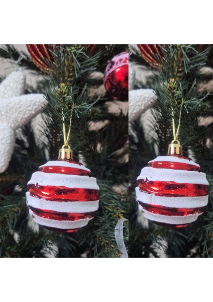 Yılbaşı Topu 6cm Kırmızı Beyaz 6lı AST6938 fiyatları