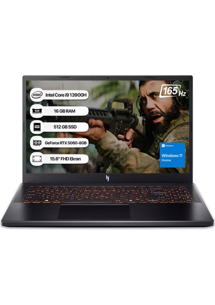 Nitro V15 NH.QZAEY.004 I9 13900H 16GB 512GB SSD RTX5060-8GB 165Hz 15,6" W11 Home Taşınabilir Bilgisayar
