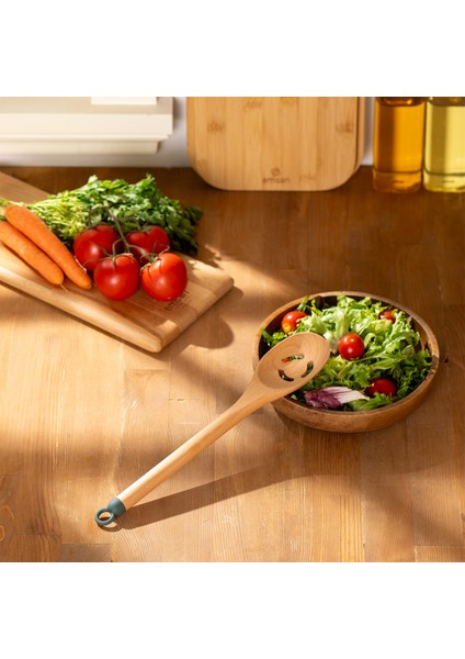 Rustik Bambu Oluklu Kaşık 28 cm