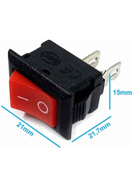 2 Pin Kırmızı Anahtar Switch Mini Buton KCD1 Plastik Açma Kapama ON / OFF 5A 220V 10A 125V Latch Kilitlemeli Rocker