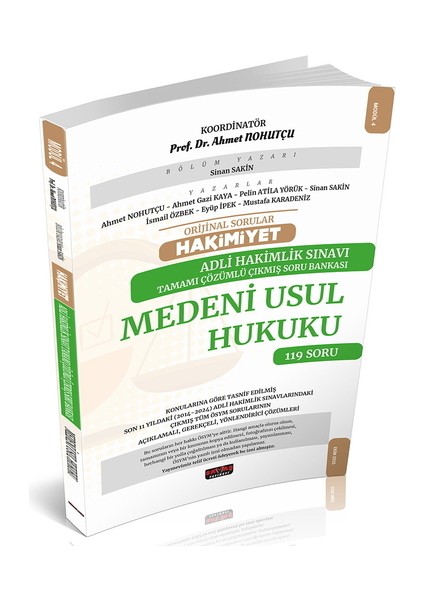 Orijinal Sorular Hakimiyet Adli Hakimlik Medeni Usul Hukuku Çıkmış Soru Bankası Savaş Yayınları 2025
