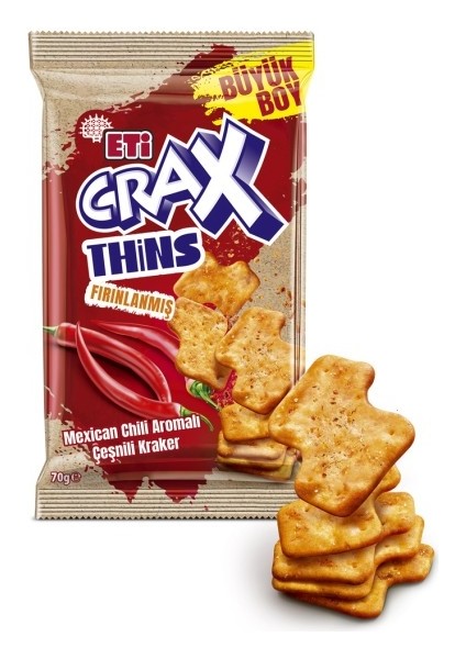 Crax Thins Mexican Chili Aromalı Çeşnili Kraker 70 G x 12 Adet modelleri