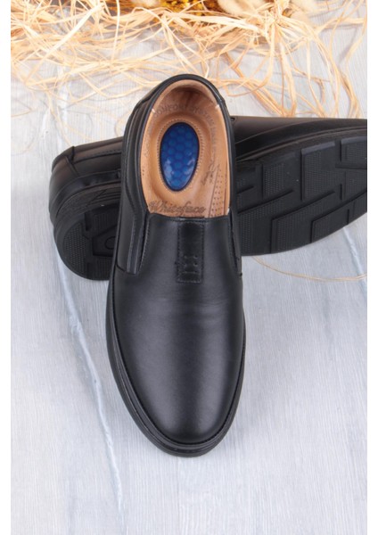 42740 Siyah Yumuşak Esnek Deri Erkek Ayakkabı