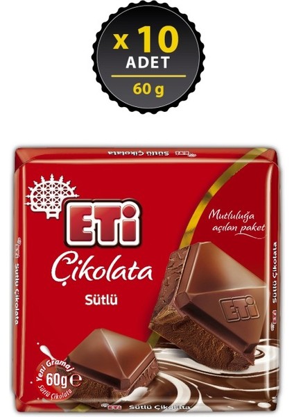 Çikolata Sütlü Kare 60 G x 10 Adet