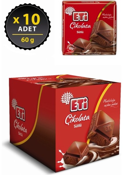Çikolata Sütlü Kare 60 G x 10 Adet fiyatları