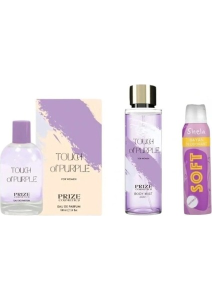 Prize Cosmetics Touch Of Purple Parfüm & Vücut Spreyi Shela Deodorant Seti 3'lü
