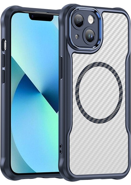 iPhone 13 Magsafe Telefon Kılıfı, Yarı Saydam Köşe Korumalı Karbon Fiber Ince Uyumlu Darbeye Dayanıklı Kılıf iPhone 13 (Yurt Dışından)