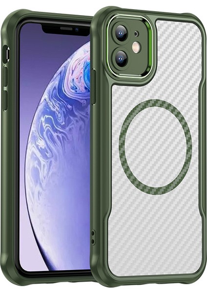 iPhone 11 Magsafe Telefon Kılıfı, Yarı Saydam Köşe Korumalı Karbon Fiber Ince Uyumlu Darbeye Dayanıklı Kılıf iPhone 11 (Yurt Dışından)