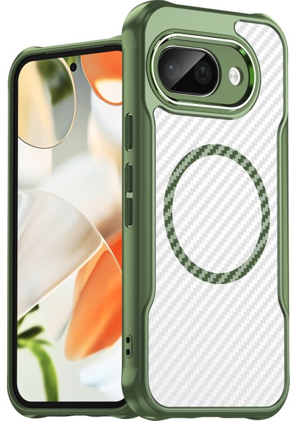 Google Pixel 9A Magsafe Telefon Kılıfı, Yarı Saydam Köşe Korumalı Karbon Fiber Ince Uyumlu Darbeye Dayanıklı Kılıf Google Pixel 9A (Yurt Dışından)