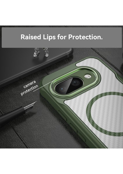 Google Pixel 9A Magsafe Telefon Kılıfı, Yarı Saydam Köşe Korumalı Karbon Fiber Ince Uyumlu Darbeye Dayanıklı Kılıf Google Pixel 9A (Yurt Dışından) fırsatları