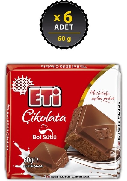 Çikolata Bol Sütlü Kare 60 G x 6 Adet