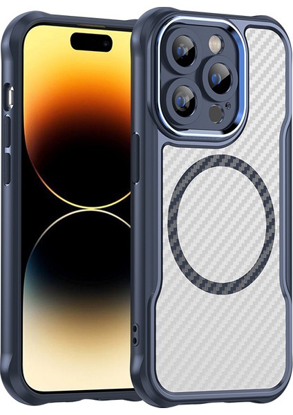 iPhone 14 Pro Magsafe Telefon Kılıfı, Yarı Saydam Köşe Korumalı Karbon Fiber Ince Uyumlu Darbeye Dayanıklı Kılıf iPhone 14 Pro (Yurt Dışından)