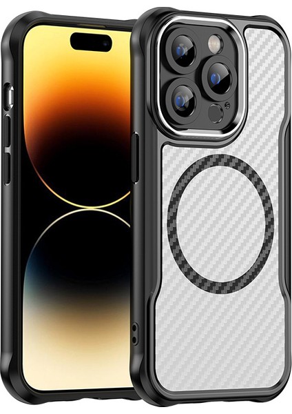 iPhone 14 Pro Magsafe Telefon Kılıfı, Yarı Saydam Köşe Korumalı Karbon Fiber Ince Uyumlu Darbeye Dayanıklı Kılıf iPhone 14 Pro (Yurt Dışından)