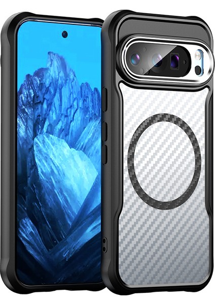 Google Pixel 9 Pro Magsafe Telefon Kılıfı, Yarı Saydam Köşe Korumalı Karbon Fiber Ince Uyumlu Darbeye Dayanıklı Kılıf Google Pixel 9 Pro (Yurt Dışından)