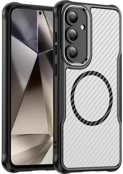 Samsung Galaxy S24 Fe Magsafe Telefon Kılıfı, Yarı Saydam Köşe Korumalı Karbon Fiber Ince Uyumlu Darbeye Dayanıklı Kılıf Samsung Galaxy S24 Fe (Yurt Dışından)