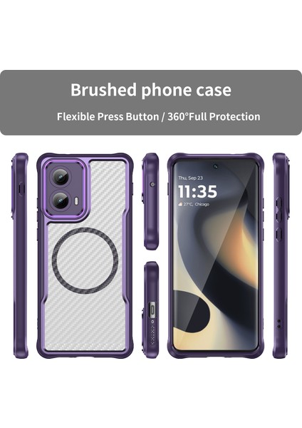 Motorola Moto Edge 2024 Magsafe Telefon Kılıfı, Yarı Saydam Köşe Korumalı Karbon Fiber Ince Uyumlu Darbeye Dayanıklı Kılıf Motorola Moto Edge 2024 (Yurt Dışından) fiyatları
