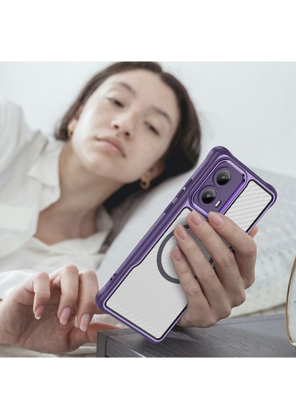 Motorola Moto Edge 2024 Magsafe Telefon Kılıfı, Yarı Saydam Köşe Korumalı Karbon Fiber Ince Uyumlu Darbeye Dayanıklı Kılıf Motorola Moto Edge 2024 (Yurt Dışından) modelleri